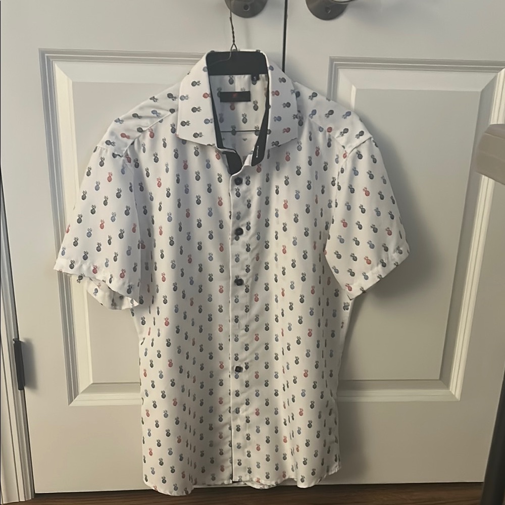 BC Collection | White Pineapple Print Dress Shirt|